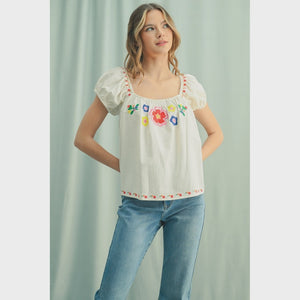 FLORAL EMB BLOUSE