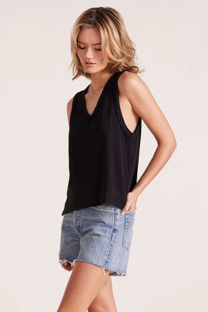V NECK RAW EDGE TANK