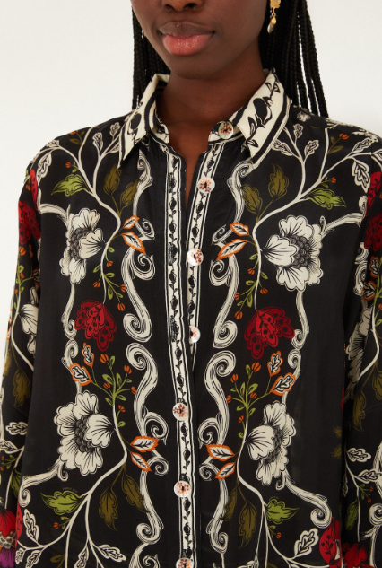 ROCOCO FLOWERS BLACK SHIRT