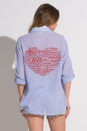 BLUE WHITE HEART BUTTON DOWN VOSP11086