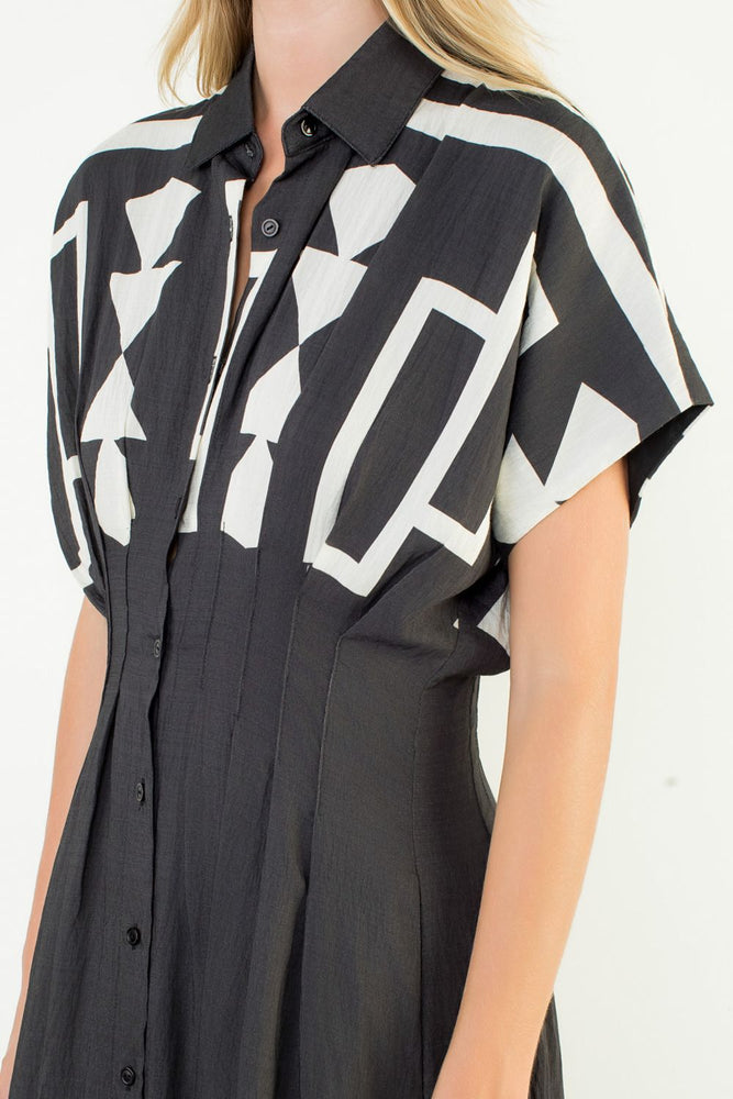 GEO PRINT MIDI DRESS